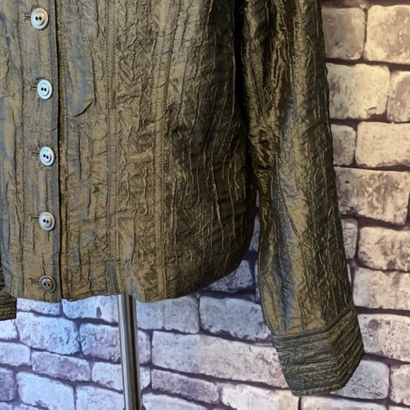 Chico's Shiny Puckered Fabric Jacket Size L - Picture 4 of 12